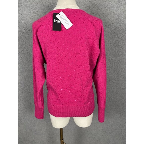 I.n.c. International Concepts Women's Sequin-Shine V-Neck Sweater Pink Small NWT - Picture 5 of 8